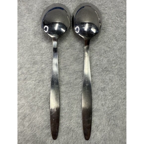 2 pc Vtg Amefa Holland Tulip Time Table Spoons Stainless Flatware Retired MCM - Picture 3 of 7